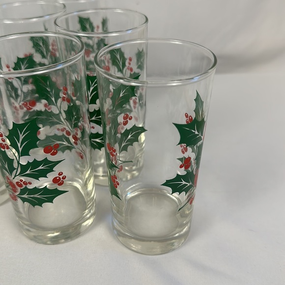 VINTAGE Bartlett Collins/Tumblers Set Of 6 Holly  Glasses - Picture 9 of 16